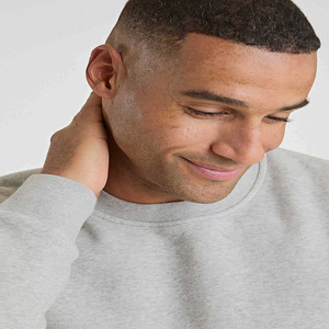 Sweat uni en molleton de coton col rond surdimensionné épaules tombantes noir sweat personnalisé pour hommes sweats personnalisés pour hommes - Product Image 5