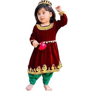 Robe traditionnelle pour enfants en cachemire acrylique, dentelle, mousseline, broderie, imprimé, robe afghane, maxi respirante, sur mesure - Product Image 1