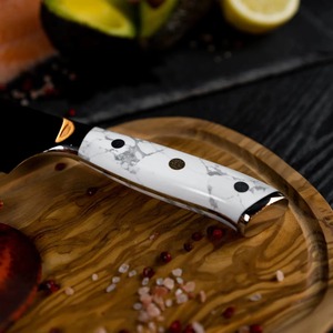 Couteau de cuisine à manche en bois naturel en Damas et acier inoxydable VG10 utilisé comme couteau de chef couteau à trancher couperet à viande et skinner - Product Image 5