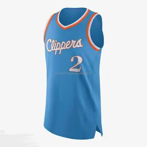 Maillots de basket-ball avec nom et logo brodés personnalisés, couleur bleu clair, côtes sur le cou, chemises de basket-ball d'entraînement, maillots de basket-ball