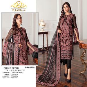 Estilo pakistaní Fancy Georgette Secuencia Bordado Trabajo Top Pantalón Dupatta Party Wear Vestido Traje Ropa india y pakistaní - Product Image 2