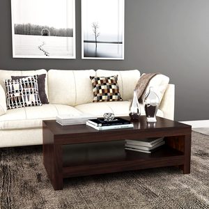 Mesa de centro de color nogal superfino para sala de estar y comedor, mesa central de madera maciza, mesas de centro esenciales al mejor precio - Product Image 1