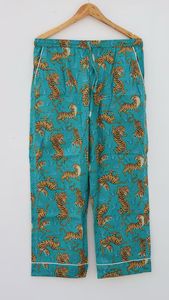 Ensemble de pyjamas en pur coton à imprimé tigre de luxe Costume de nuit doux pour femmes Cadeau de vêtements de nuit tissés décontractés parfaits pour elle - Product Image 4