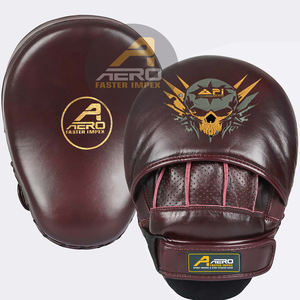 Manoplas de boxeo de cuero genuino de enfoque curvo y almohadillas de mano para Karate y Muay Thai Kick Sparring Training - Product Image 1