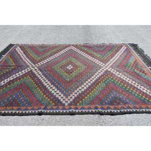 6.7x11 ft Rug, Turkish Kilim Rug, Vintage <b>Red</b> <b>Wool</b> Patchwork Rug - Product Image 3