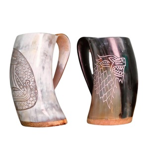 Mug en corne de buffle authentique et écologique, fait à la main, de qualité alimentaire, style médiéval, religieux, Feng Shui, mug à bière animal - Product Image 4