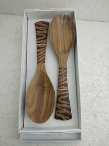 Herramienta de servicio de ensalada de resina y madera Natural hecha a mano para el hogar, Hotel, cocina, restaurante, eventos de boda, vajilla, juego de herramientas para ensalada - Product Image 4