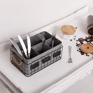 Meilleure vente en métal galvanisé 3 compartiments couverts couverts Caddy argenterie support pour cuillères couteaux fourchettes comptoir de cuisine - Product Image 6