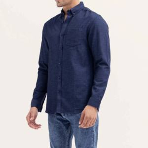 Chemises en denim respirantes en satin tricoté pour hommes, sur mesure, OEM, fournisseur professionnel de coton, manches longues lavées - Product Image 3