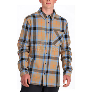 Chemise en flanelle à carreaux 100% coton avec logo personnalisé pour hommes OEM Chemise grande taille douce et respirante pour adultes disponible à la vente - Product Image 3