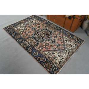 พรมวินเทจขนาด 3.9x6 ฟุต สีฟ้าสไตล์ตุรกี พรมลายตะวันตกเฉียงใต้ - Product Image 2