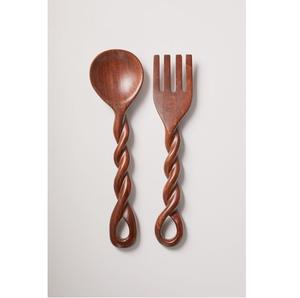 Ensemble de service à salade de luxe 2 pièces avec serveur à salade en bois de qualité supérieure, couleur naturelle, vaisselle de qualité alimentaire, ensemble de couverts - Product Image 4