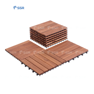Tuile de terrasse en bois d'acacia à emboîtement écologique Tuile de terrasse extérieure en bois dur à 6 lattes pour cour arrière, patio et terrasse