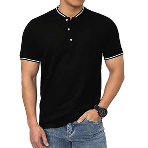 T-shirt décontracté respirant à séchage rapide avec col et poignets contrastés de qualité supérieure pour hommes - Product Image 5