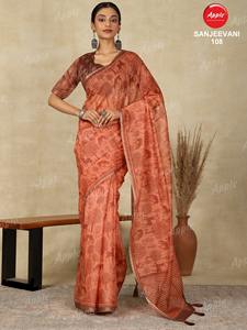 Saris de lino y algodón con borde Zari elegante, telas suaves y transpirables, aspecto tradicional rico, uso diario, saris ligeros festivos - Product Image 2