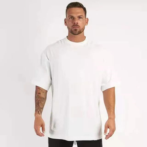 Camiseta extragrande personalizada de algodón en blanco con hombros caídos de 220 Gsm para hombre - Product Image 2