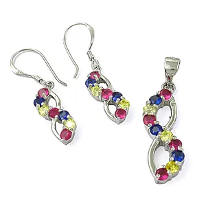 Ensemble collier et boucles d'oreilles en argent 925 multi-pierres géométriques en cristal pour femme Art Palace, bijoux de mariage de luxe - Product Image 2