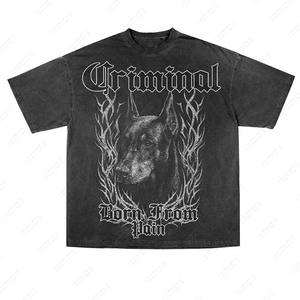 Camisetas de algodón 100% pesadas con cuello redondo personalizadas, camisetas de manga corta con estampado gráfico de gran tamaño para hombre - Product Image 2