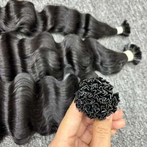 Onda natural de la mejor calidad en punta en V, cabello humano 100%, cabello crudo vietnamita de un donante - Product Image 4