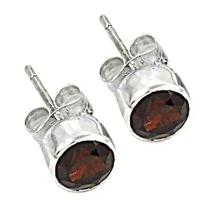 Pendientes de Plata 925 con Granate y Oro Rosa, Joyería con Piedras Preciosas para Mujer, Diseño de Aro Moderno para Compromiso con Circonita y Perla - Product Image 1