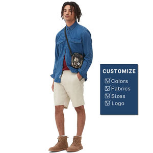 Pantalones cortos deportivos informales de verano para hombre con logotipo personalizado pantalones cortos atléticos de color sólido con tela de lona para deportes activos - Product Image 6