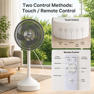 70W Smart Tower <b>Fan</b> <b>with</b> <b>Remote</b> Control 3-Speed Settings 3/6/9H Timer LED Light Adjustable Height - Product Image 3