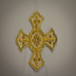 Écussons de luxe de haute qualité en or, brodés à la main, tissés, ornés de croix, de fils métalliques et de pierres, sur fond en feutre, avec épingle de sûreté en tissu - Product Image 5