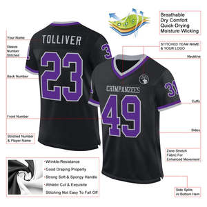 Uniforme de football américain personnalisé léger 100% polyester respirant évacuant l'humidité antibactérien demi-manche jeu unisexe - Product Image 4