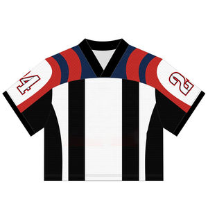 2025 personnalisé Premium Streetwear sublimé hommes sport rétro Football basket-ball recadrée maille hommes Boxy Jersey Football T-shirt - Product Image 6