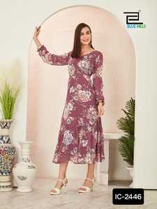 Las mujeres más hermosas usan ropa de fiesta elegante Faux Georgette Fancy Kurtis con trabajo de impresión digital La mayoría de las ventas Beautiful Kurtis - Product Image 5