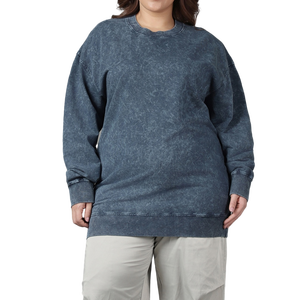 Vente en gros de sweat-shirt surdimensionné à col ras du cou avec cordon de haute qualité délavé à l'acide pour femmes - Product Image 1