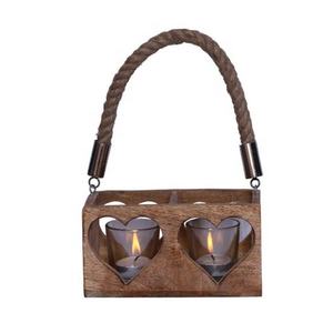 Bougie de Noël en bois votive avec poignée en corde coeur coupe nouveauté mariage et produit décoratif de noël à vendre - Product Image 4