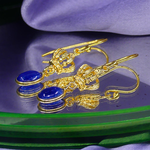 Wedding Wear 925 Sterling <b>Silver</b> Gold Plated Jewelry Kyanite Gemstone Women Wear Sprial Earring Set - Product Image 2