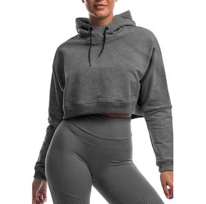 Sweat à capuche court pour femmes de haute qualité personnalisé haut court pull à capuche dans plus de 10 couleurs en gros pour la saison d'hiver - Product Image 2