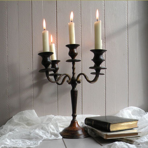 Centre de table de mariage indien fait à la main Candélabre le moins cher avec 3 bras Bougeoir fini noir 4 décorer la maison - Product Image 3