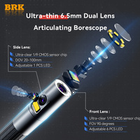 Endoscope industriel 6,5 mm à double objectif, visualisation à écran partagé, tube flexible de 180°, personnalisable OEM, batterie Li-ion, garantie 1 an, 5,0 pouces