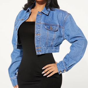 Chaqueta Vaquera de Manga Larga con Cintura Ajustable para Mujer, Diseño de Lunares, Botones de Cuerno, Algodón Ecológico, Estilo Casual Básico para Mujeres Jóvenes - Product Image 2