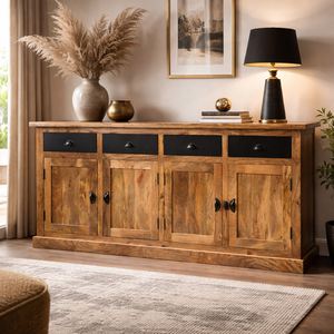 Solid Mango Wood Modern Antique <b>Sideboard</b> Storage Cabinet Drawers Doors Durable Eco-Friendly Handmade Living Kitchen Bedroom - Product Image 2