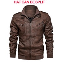 Nouvelle veste de moto en PU et laine pour homme, style motard décontracté, avec capuche, fermeture éclair épaisse, en tricot, fourrure de mouton, pour l'automne