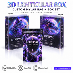 Sacs Mylar personnalisés avec boîtes lenticulaires 3D, impression numérique, pochettes refermables à fermeture éclair pour kits de lancement de marque, emballage vide uniquement - Product Image 1