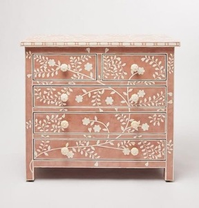 Muebles con Incrustaciones de Hueso Animal, Gabinete de Almacenamiento Náutico Pulido, Mesitas de Noche Color Rosa, Tamaño Personalizado, Ecológico para el Hogar - Product Image 1