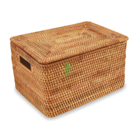 Boîte de rangement rectangulaire en rotin naturel avec couvercle, faite à la main, écologique, design flexible, logo personnalisé disponible pour les produits de nettoyage