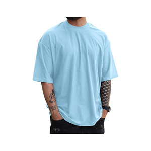 Camiseta atlética de gran tamaño a la moda para hombre, de manga corta Camiseta básica informal con cuello redondo de algodón 100% - Product Image 1