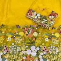 Belle broderie lourde florale la plus vendue des tissus de fils à broder multicolores pour la fabrication de robes pour femmes indiennes