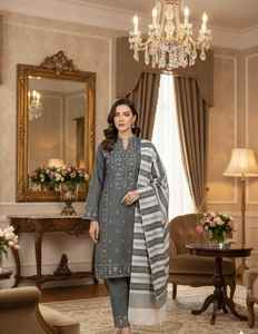 Sussi Khaddar <b>3</b> <b>Piece</b> Unstitched <b>Suit</b> Embroidered <b>Women</b> <b>s</b> Dress Traditional Handmade Ethnic Wear - Product Image 3