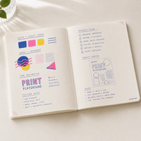 Carnet de croquis créatif LABON A5 personnalisé à grille de points, impression offset 3 couleurs (bleu, rose, jaune)