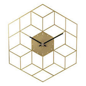Customised Logo Gold Hexagonal Home Decorative <b>Clock</b> Iron Metal Quartz Movement Silent <b>Sleep</b> for Living Room or Wall Gift - Product Image 1