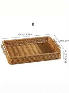 Plateau rond en rotin tissé à la main, écologique et de qualité supérieure, provenant du Vietnam, design créatif, poignées en forme d'anneau, multifonctionnel, pour bureau, garage, décoration de la maison - Product Image 2