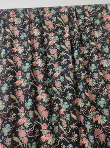 Élégant noir imprimé d'oiseaux floraux 100% rideaux en coton taille personnalisée prix de gros - Product Image 5