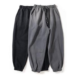 Nouveau style Pantalon de survêtement ample en velours côtelé tricoté, style streetwear décontracté, pour femme, avec logo personnalisé, délavé à l'acide, coupe large évasée - Product Image 1